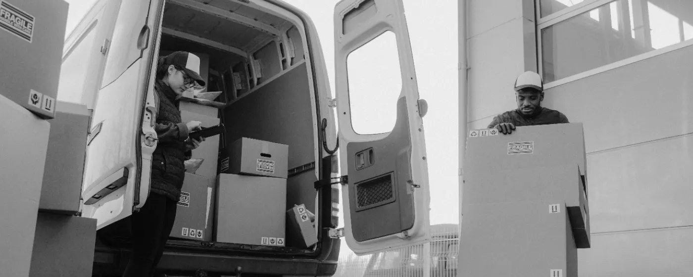 Delivery team loading packages for pickup and delivery
